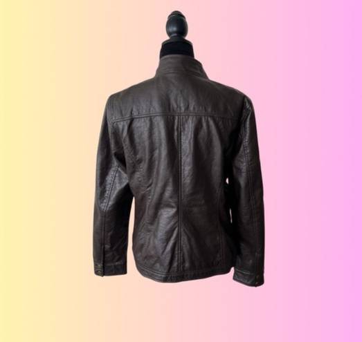 Brave Soul Women’s Long Sleeve Chocolate Faux Leather Jacket Size Large