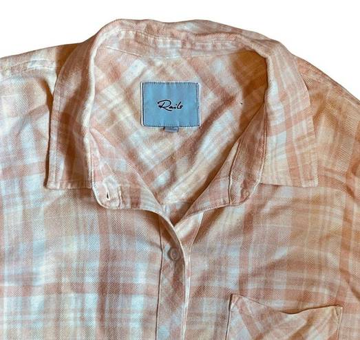 Rails  Women’s Sz M Peach Powder Pink Plaid Button Front Hunter Shirt