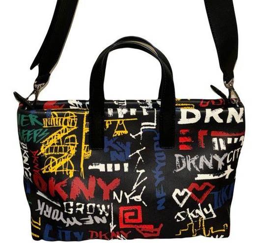 DKNY  Graffiti Tilly Black Tote/Purse with Zip