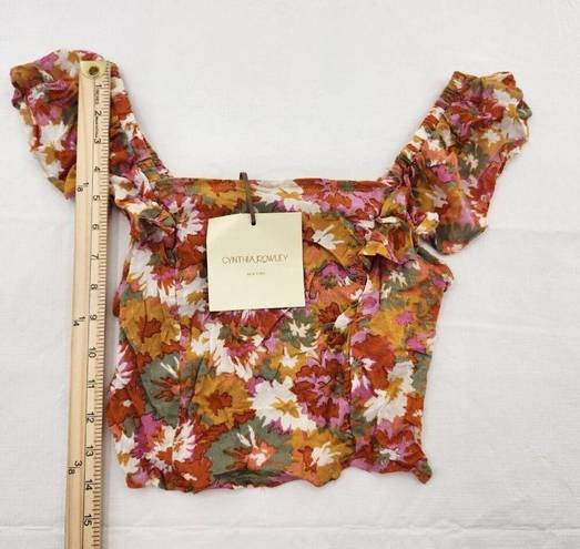 Cynthia Rowley  Square Neck Floral Crop Top, Womens Size Small