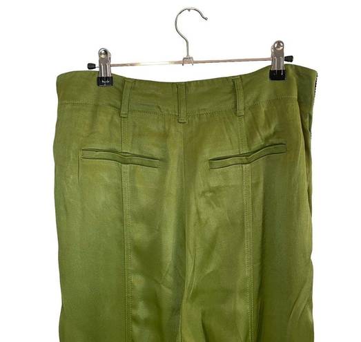 Anthropologie  Moss Green Satin Black Tuxedo Stripe Joggers 6