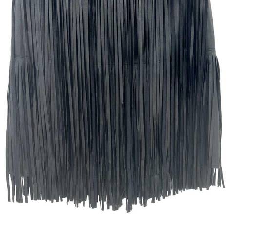 n:philanthropy  Vegan Leather Clover Mini Fringe Skirt Black Size Large