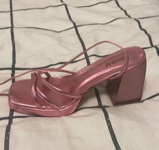 Amazon Pink Metallic Wrap Heels