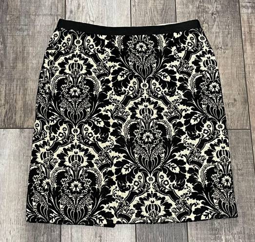 Karen Kane Vintage  1990s Black and Ivory Damask Mini Skirt Size 4