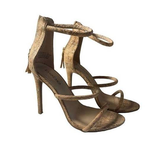 Bebe  Tan Slingback Ankle Strappy Heels Size 5.5 GUC #3132