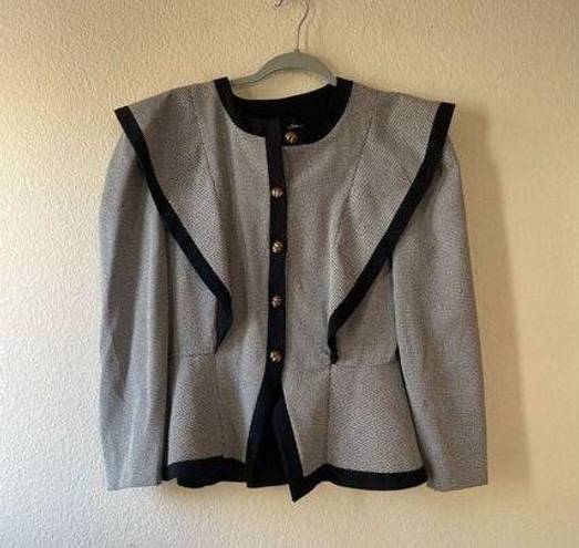 Houndstooth Vintage womens  peplum ruffle detail blazer size large