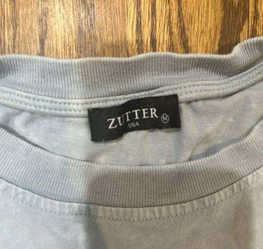 Zutter Shirt Womans Medium Grey Graphic Leopard Short Sleeve USA Made