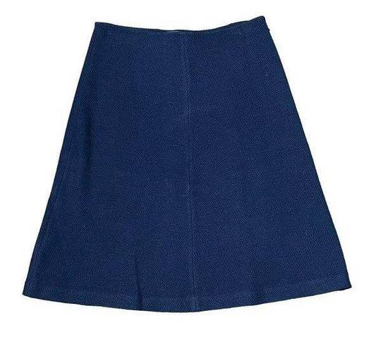 St. John  Caviar Women's Mini Skirt Knitted Wool A-Line Side Zip Navy Blue Size 4