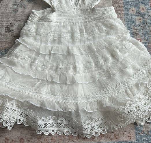 Rococo  Sand Tessa Lace Tiered Mini Dress in White NWT Size medium Retail $490
