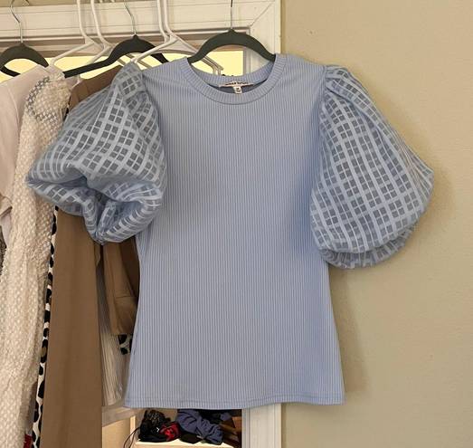 Blue Puff Sleeve Top Size M