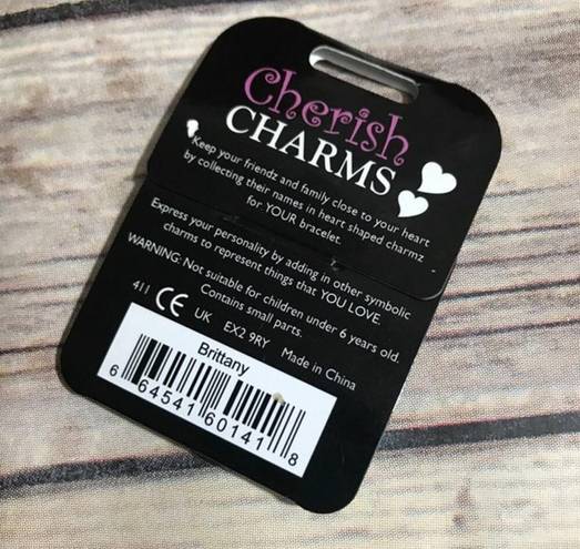 Cherish  Charms BRITTANY Name Bracelet Charm NEW NWT Silvertone