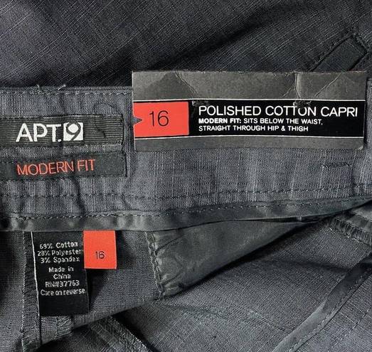 Apt. 9  SZ 16 Capris Pants Pockets Straight Leg Modern Fit Polished Cotton Gray