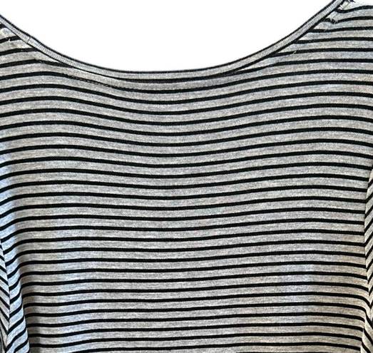 J.Jill A-line scoop neck Striped black grey Casual Long Sleeve Tee Dress Medium