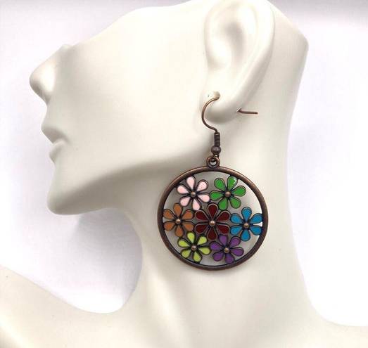 Daisy New Women’s Boho  Flower Power Disk Hook Earrings