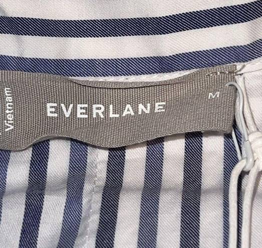 Everlane NWT  The Woven P.J. Top Blue & White Stripe 100% Cotton Boxy Size Medium