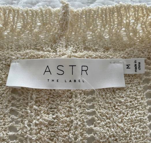 ASTR NWT  Wrap Front Pointelle Sweater In Cream Size Medium Long Sleeve Open Knit