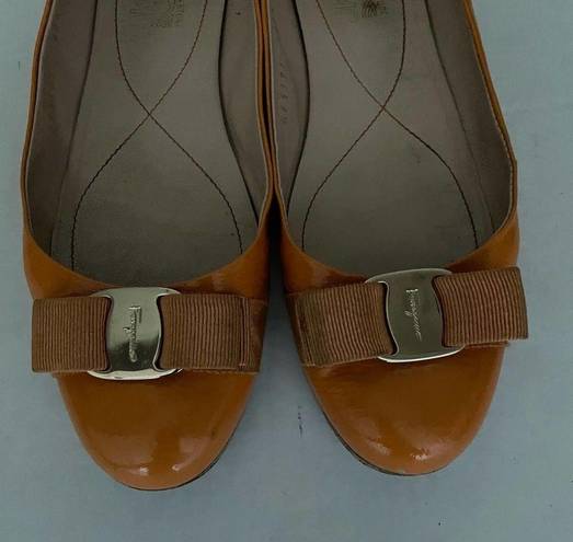 Salvatore Ferragamo Ferragamo Varina Flat Apricot Patent Leather