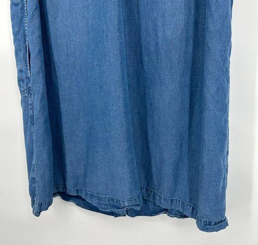 J.Jill  Denim Chambray Midi Shirt Dress Snap Front Sleeveless Pockets Size 3X