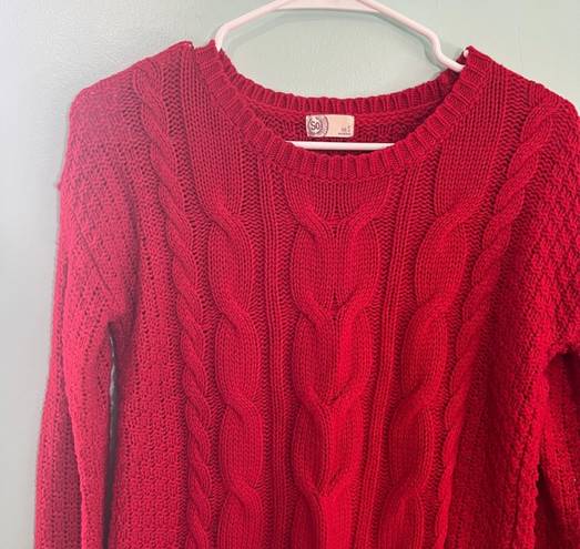 SO Red Cable Knit Pull Over Long Sleeve Sweater Women’s Size Small