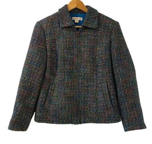 Coldwater Creek  Blazer Jacket Womens Size Petite 4-6 Multicolor Twill Full Zip