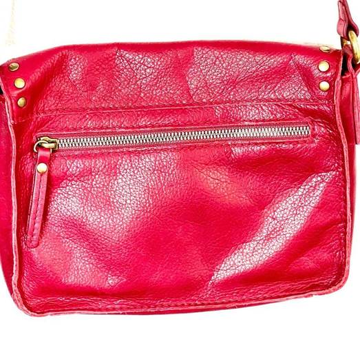 Krass&co AMERICAN LEATHER  Red Crossbody Shoulder bag with brass accents