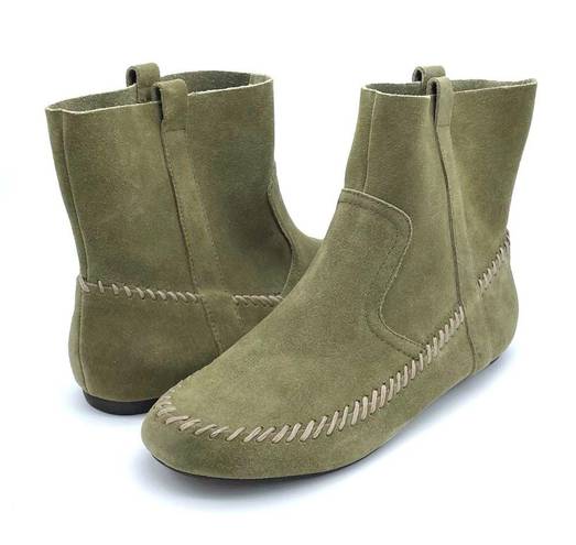 Anthropologie NEW  Latigo Olive Green Suede Moccasin Boho Bootie Women’s Size 10