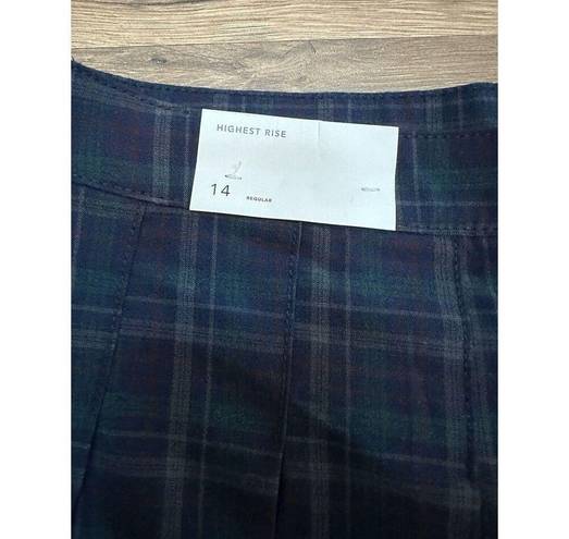 American Eagle AE Plaid Pleated Skirt BLUE SIZE 14 HIGHEST RISE NWT