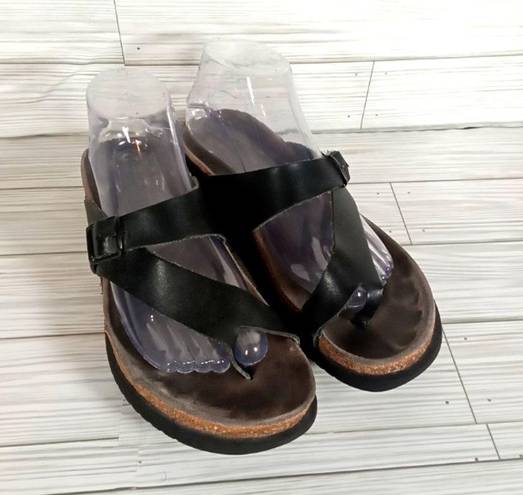 Buckle Black Mephisto Helen toe leather strap Sandals   women's 9