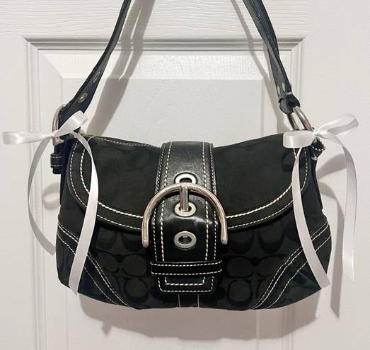 Coach 🎀 Vintage  Signature soho satchel shoulder bag in black canvas