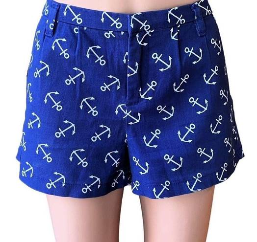 Harper  Blue & White Anchor Beach Pockets Summer Cotton Shorts ~ Womens Size 28