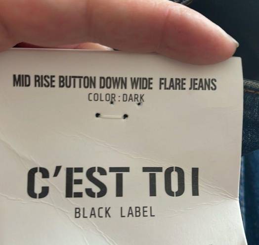 C’EST TOI  Black Label mid rise button fly down wide flare jeans bell bottom 7 27