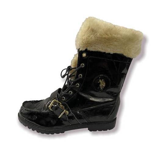 U.S. Polo Assn. Madison Black And Cream Faux Fur Lined Boots