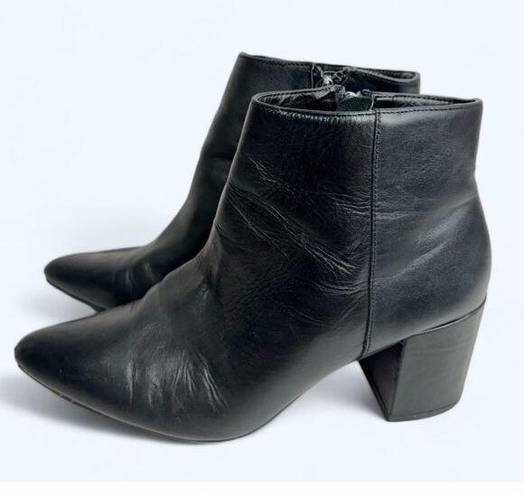 Blondo  Ankle Boots Size 9 Black Leather Pointed Toe Block Heel Booties