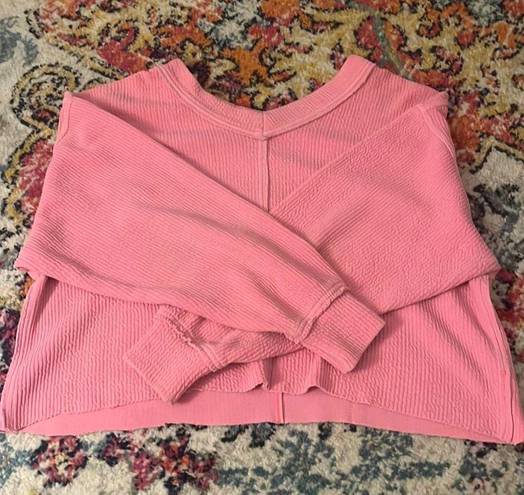 Aerie Pink V Neck Sweatshirt