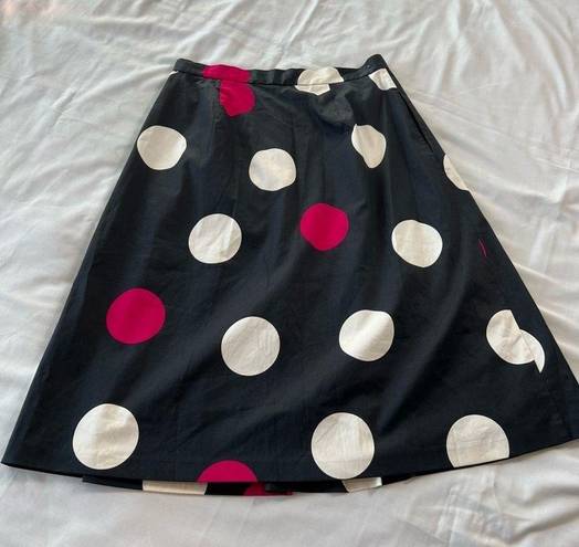 Talbots  Women's 6 Black Polka Dot Retro Pleated Skirt Pink White Cute Goth Glam