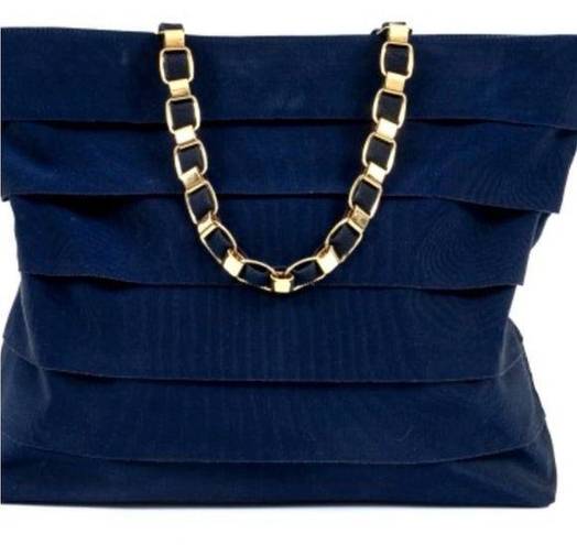 Salvatore Ferragamo  Navy Canvas & Leather Shoulder Bag