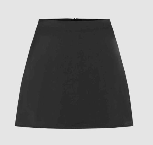 Cider black minimalist satin mini skirt XS NWT