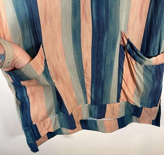Vix Paula Hermanny  vertical striped Ombre tie dye v neck sleeveless blouse sz L