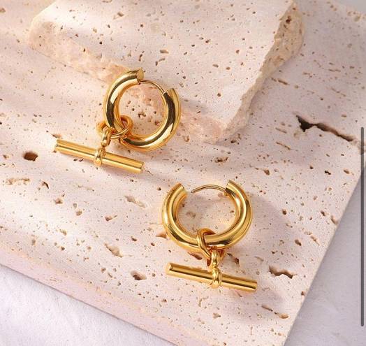 18K Gold Geometric Hoop Earrings, Stud Earrings, Women Earrings