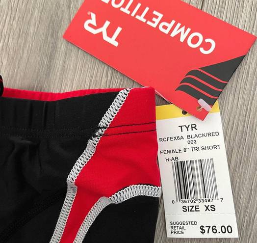 Tyr. Women Competitor Triathlon Bicycle Short 8" - Black Red - Size XS - $76