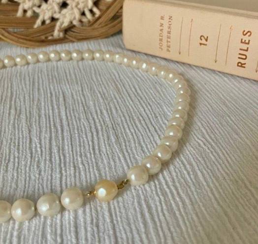 American Vintage Vintage “Ryver” Hidden Pearl Clasp Necklace 17.5” Baroque Ivory Cream Classic