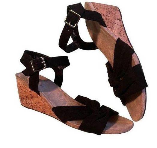 St. John’s Bay  8.5  wedge heel black ankle strap cross toe shoes