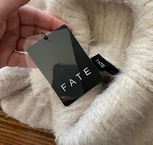 FATE. Cream Eyelash Cowl Neck Sweater NWT Size Small