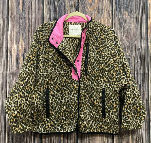 American Eagle Leopard Sherpa Jacket