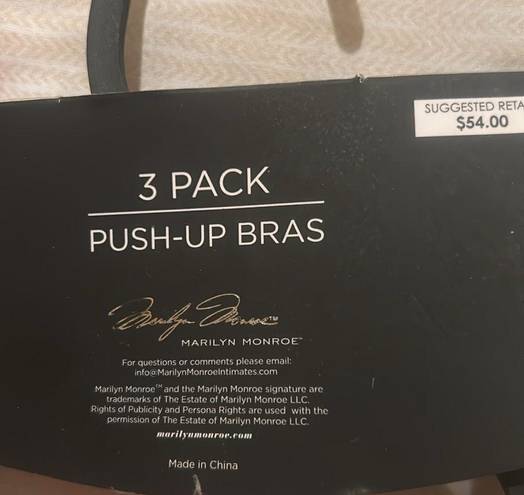 Marilyn Monroe  Push Up BRAS size 36C 3-piece set NEW