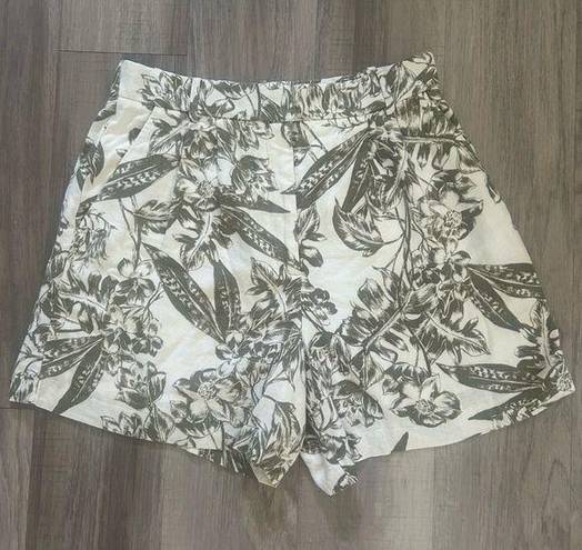 Abercrombie & Fitch NWT  High Waisted Linen Blend Tropical Shorts