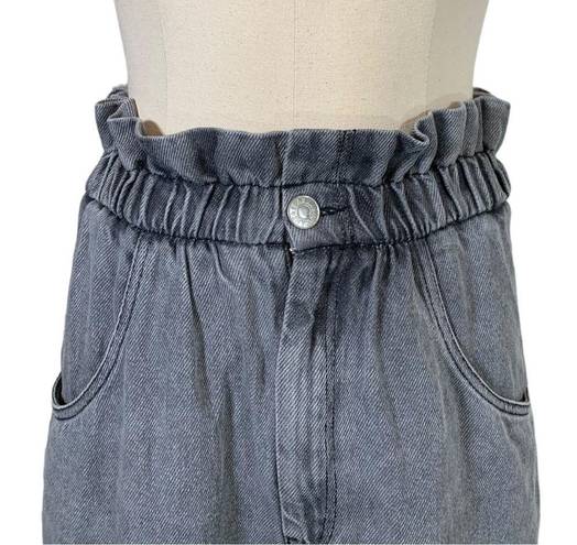 Isabel Marant  ETOILE Itea Gathered Denim Paperbag Shorts in Grey Size 34