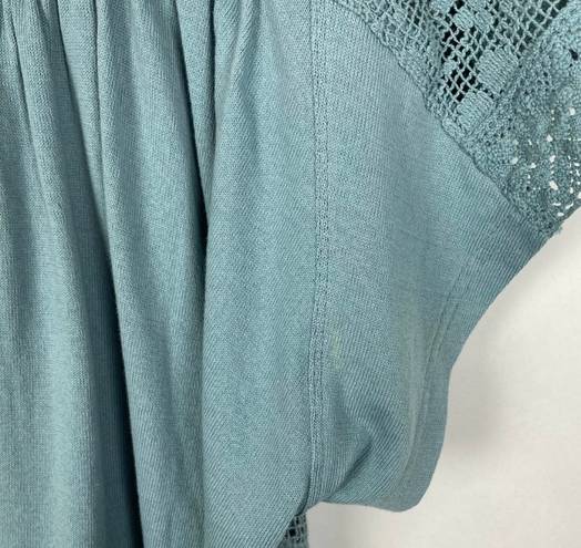 Free People Prairie Days Embroidered Crochet Detail Square Neck Top Size XS