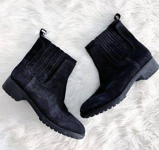 Via Spiga  ($5) Erisa Black Suede Lug Sole Chelsea Ankle Bootie