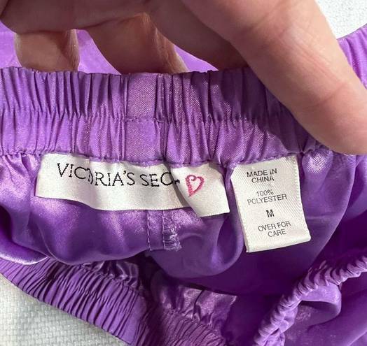 Victoria's Secret Victoria’s Secret Purple Matte Satin Long Sleeve Shorts Pajama Set